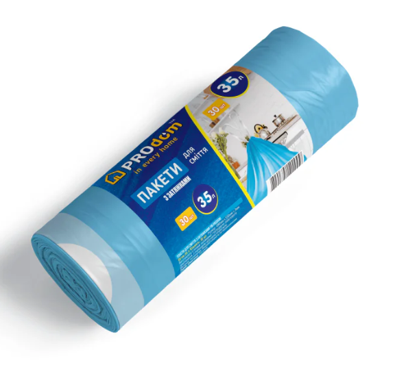 Пакети для смiття 35х30 з зав'язкою ТМ PROdom